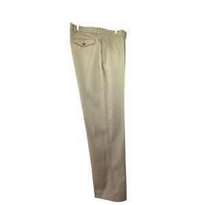 LL Bean Flat Front Khaki Cotton Slacks Men Size 35/34 Straight Leg Slash Pockets